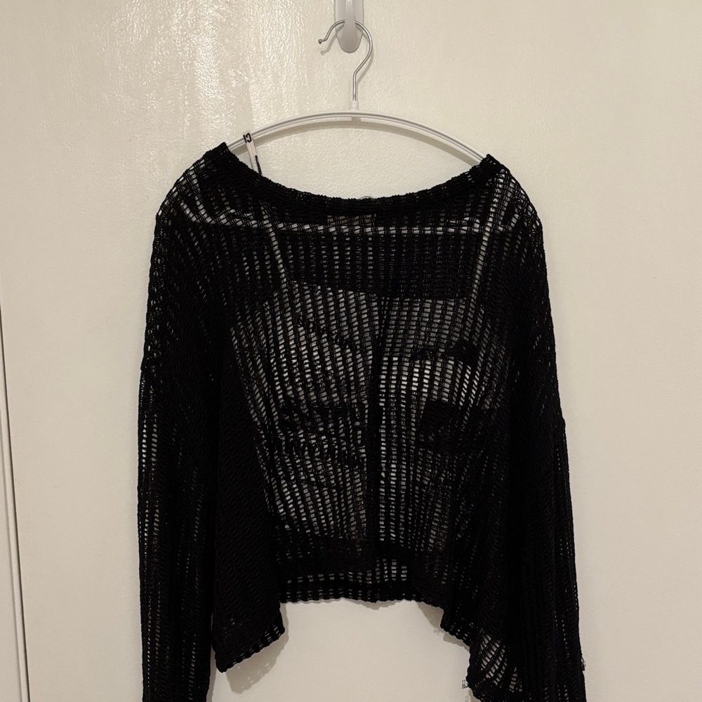 White Tank Top with News Prints and Black Mesh Set